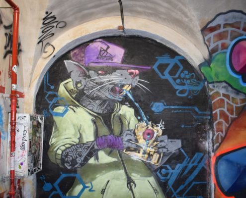 Street Art im Inneren der Tabakfabrik in Lavapiés in Madrid