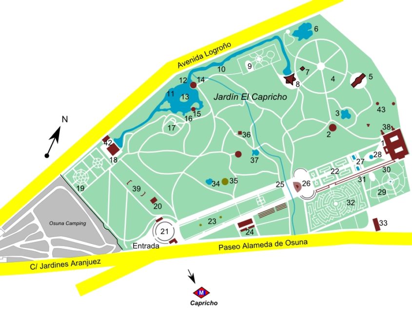 Karte des Jardin El Capricho con Xauxa Håkan Svensson